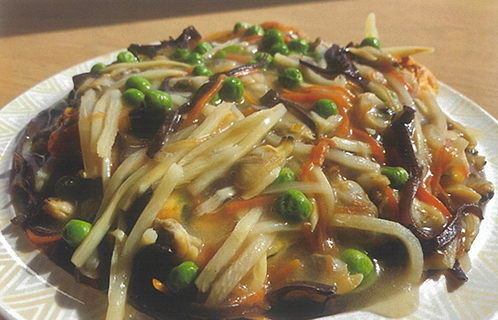 カニ玉春の野菜あんかけ