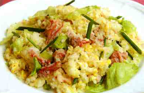 レタスとカニのチャーハンとホタテのカルパッチョ