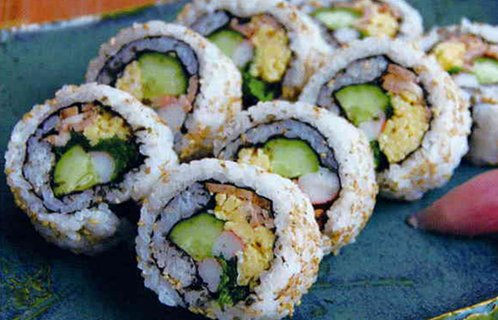 韓国風巻きずしとアサリとニラのスープ