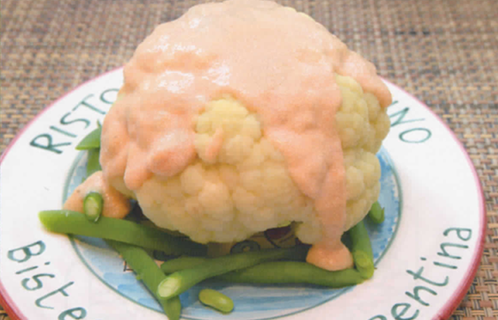 カリフラワーの明太マヨ添えとサンマの缶詰ピラフ