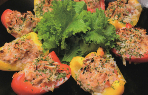 パプリカのツナグラタンとピーマンのきんぴら