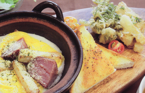 ナガイモのグラタンとナガイモのかきあげ